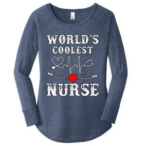 World's Coolest Nurse With Stethoscopes And Heart Gift Women's Perfect Tri Tunic Long Sleeve Shirt