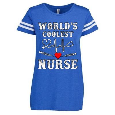 World's Coolest Nurse With Stethoscopes And Heart Gift Enza Ladies Jersey Football T-Shirt