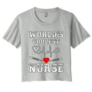 World's Coolest Nurse With Stethoscopes And Heart Gift Women's Crop Top Tee