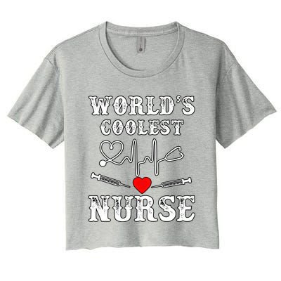 World's Coolest Nurse With Stethoscopes And Heart Gift Women's Crop Top Tee