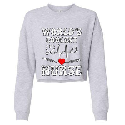 World's Coolest Nurse With Stethoscopes And Heart Gift Cropped Pullover Crew