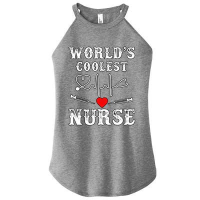 World's Coolest Nurse With Stethoscopes And Heart Gift Women's Perfect Tri Rocker Tank