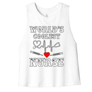 World's Coolest Nurse With Stethoscopes And Heart Gift Women's Racerback Cropped Tank