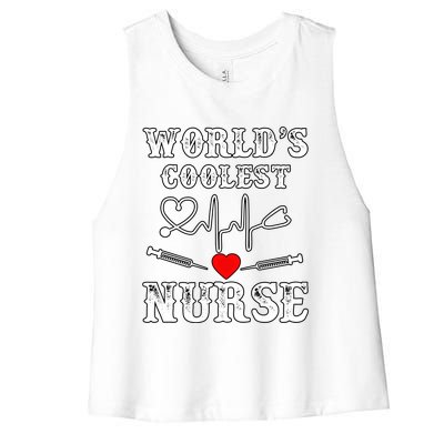 World's Coolest Nurse With Stethoscopes And Heart Gift Women's Racerback Cropped Tank