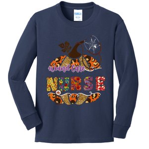 Wound Care Nurse Nursing Halloween Pumpkin Leopard Kids Long Sleeve Shirt