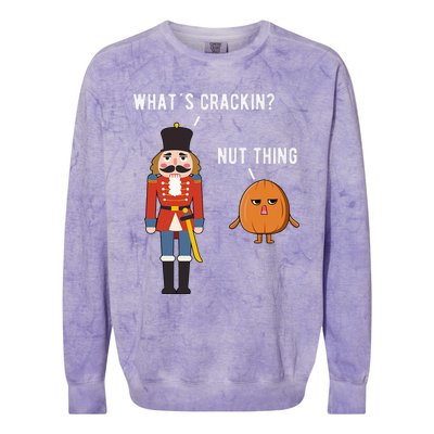 Whats Crackin Nut Thing Funny Nutcracker Christmas Colorblast Crewneck Sweatshirt