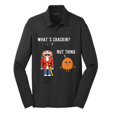 Whats Crackin Nut Thing Funny Nutcracker Christmas Silk Touch Performance Long Sleeve Polo