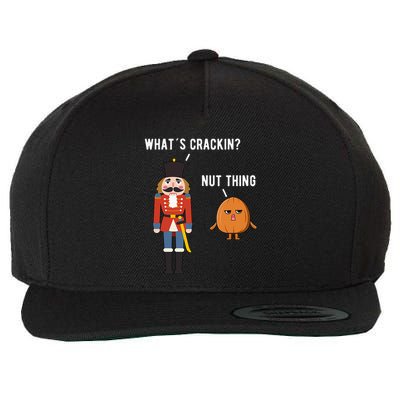 Whats Crackin Nut Thing Funny Nutcracker Christmas Wool Snapback Cap
