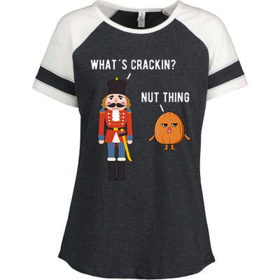 Whats Crackin Nut Thing Funny Nutcracker Christmas Enza Ladies Jersey Colorblock Tee