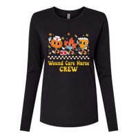 Wound Care Nurse Crew Pumpkin Pie Fall Leaf Thanksgiving Womens Cotton Relaxed Long Sleeve T-Shirt