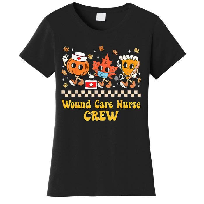 Wound Care Nurse Crew Pumpkin Pie Fall Leaf Thanksgiving Women's T-Shirt