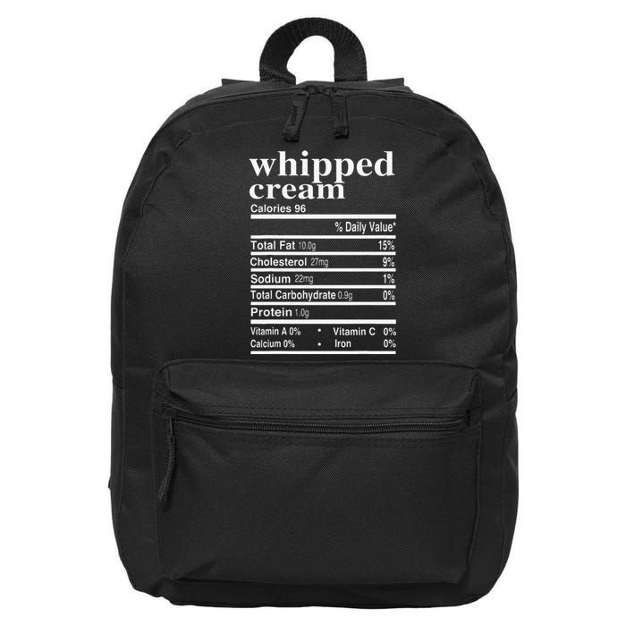 Whipped Cream Nutrition Facts Funny Thanksgiving Gifts 16 in Basic Backpack