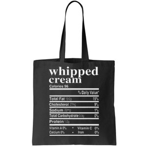 Whipped Cream Nutrition Facts Funny Thanksgiving Gifts Tote Bag