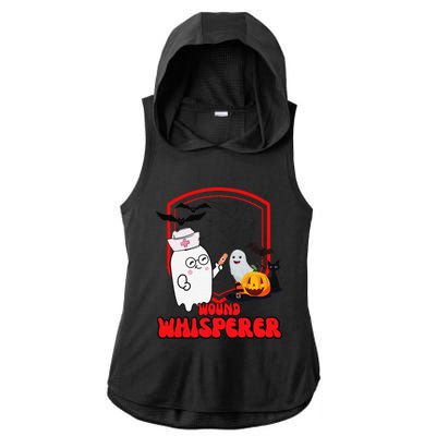 Wound Care Nurse Halloween Funny Wound Whisperer Ghost Ladies PosiCharge Tri-Blend Wicking Draft Hoodie Tank