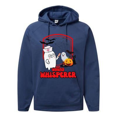 Wound Care Nurse Halloween Funny Wound Whisperer Ghost Performance Fleece Hoodie