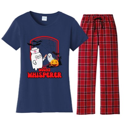 Wound Care Nurse Halloween Funny Wound Whisperer Ghost Women's Flannel Pajama Set