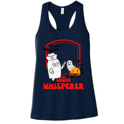 Wound Care Nurse Halloween Funny Wound Whisperer Ghost Women's Racerback Tank