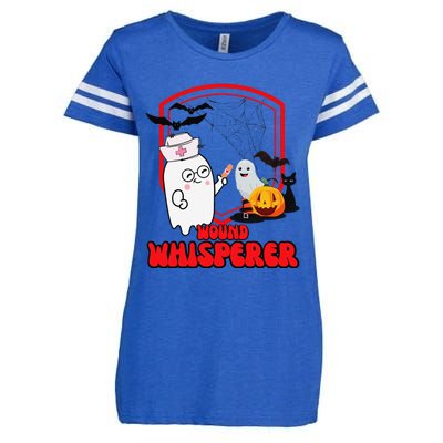 Wound Care Nurse Halloween Funny Wound Whisperer Ghost Enza Ladies Jersey Football T-Shirt