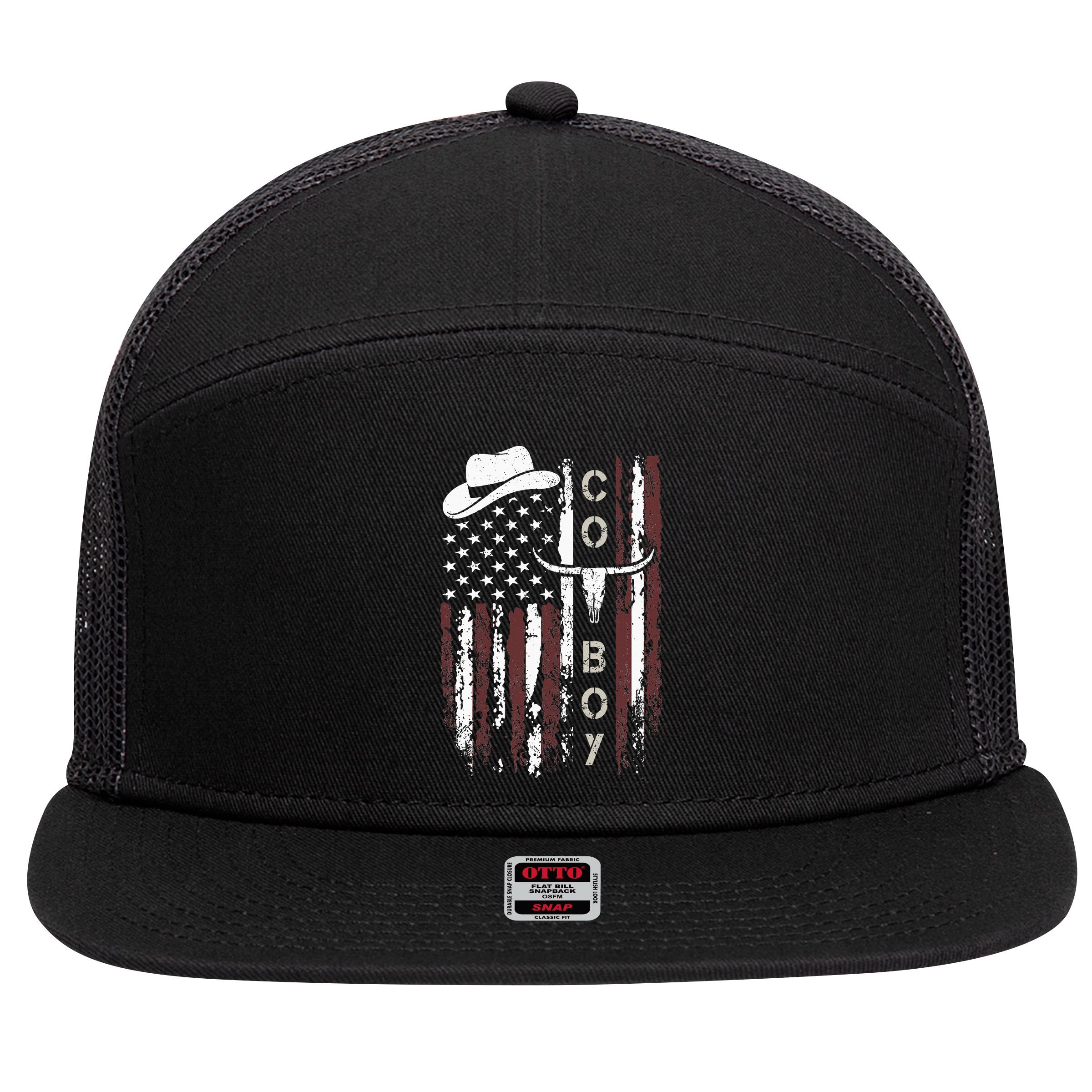 Western Country N Boy Rodeo Southern Retro Cowboy 7 Panel Mesh Trucker Snapback Hat