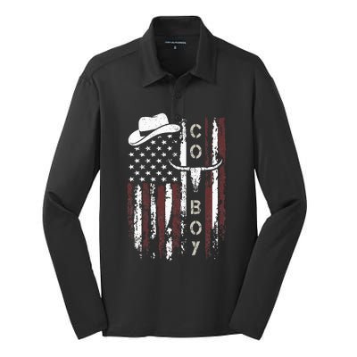 Western Country N Boy Rodeo Southern Retro Cowboy Silk Touch Performance Long Sleeve Polo