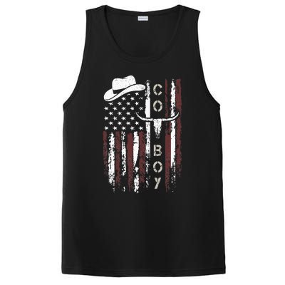 Western Country N Boy Rodeo Southern Retro Cowboy PosiCharge Competitor Tank