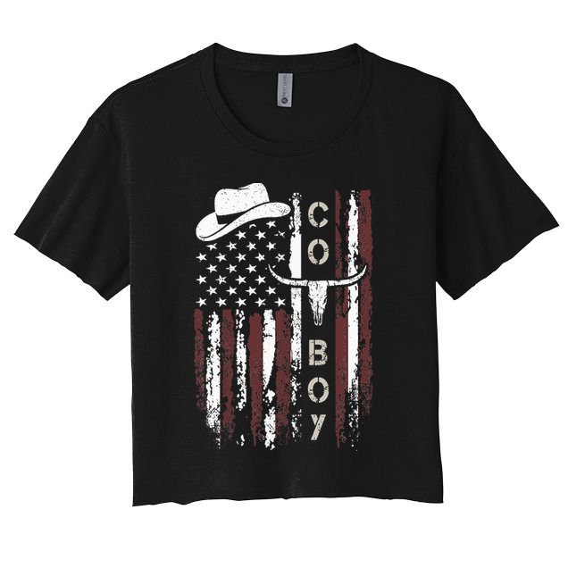 Western Country N Boy Rodeo Southern Retro Cowboy Crop Top