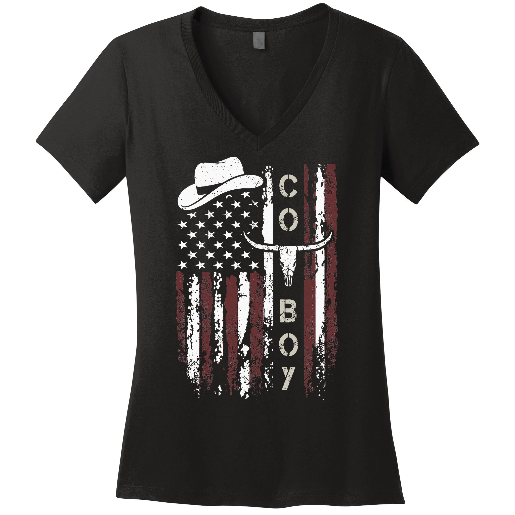 Western Country N Boy Rodeo Southern Retro Cowboy Women's V-Neck T-Shirt