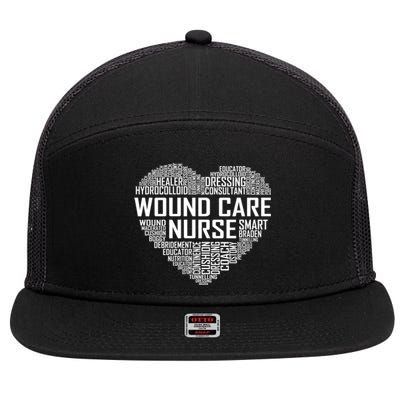 Wound Care Nurse Heart Nursing Appreciation Gift 7 Panel Mesh Trucker Snapback Hat