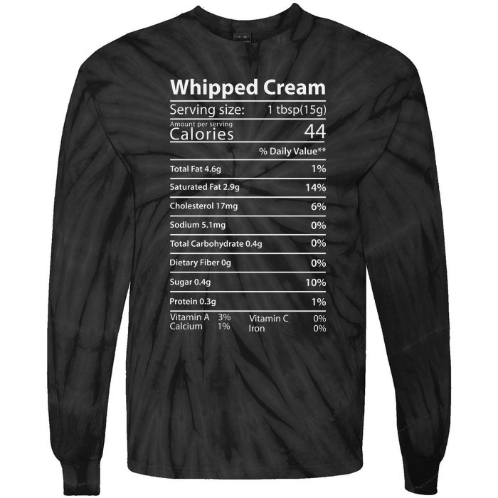 Whipped Cream Nutrition Facts Thanksgiving Gift Leg Day Tie-Dye Long Sleeve Shirt