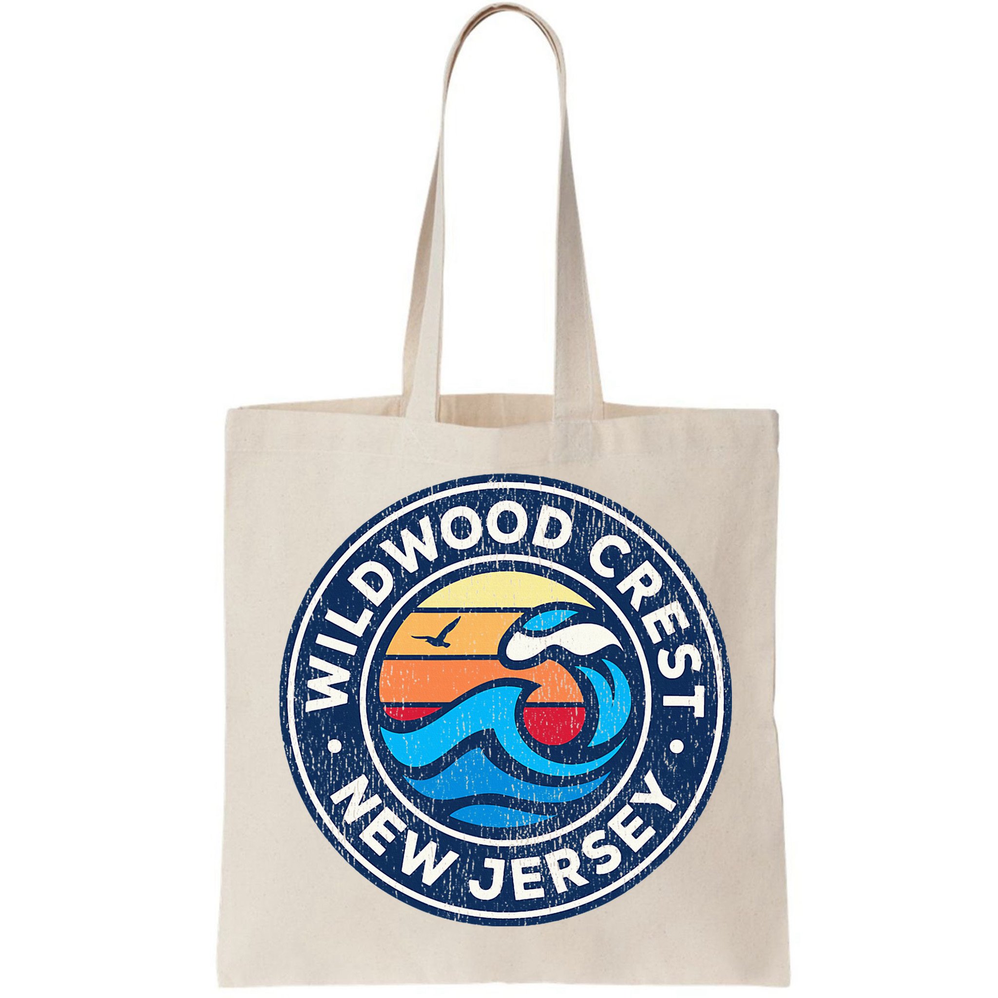 Wildwood Crest New Jersey Nj Vintage Nautical Waves Bag