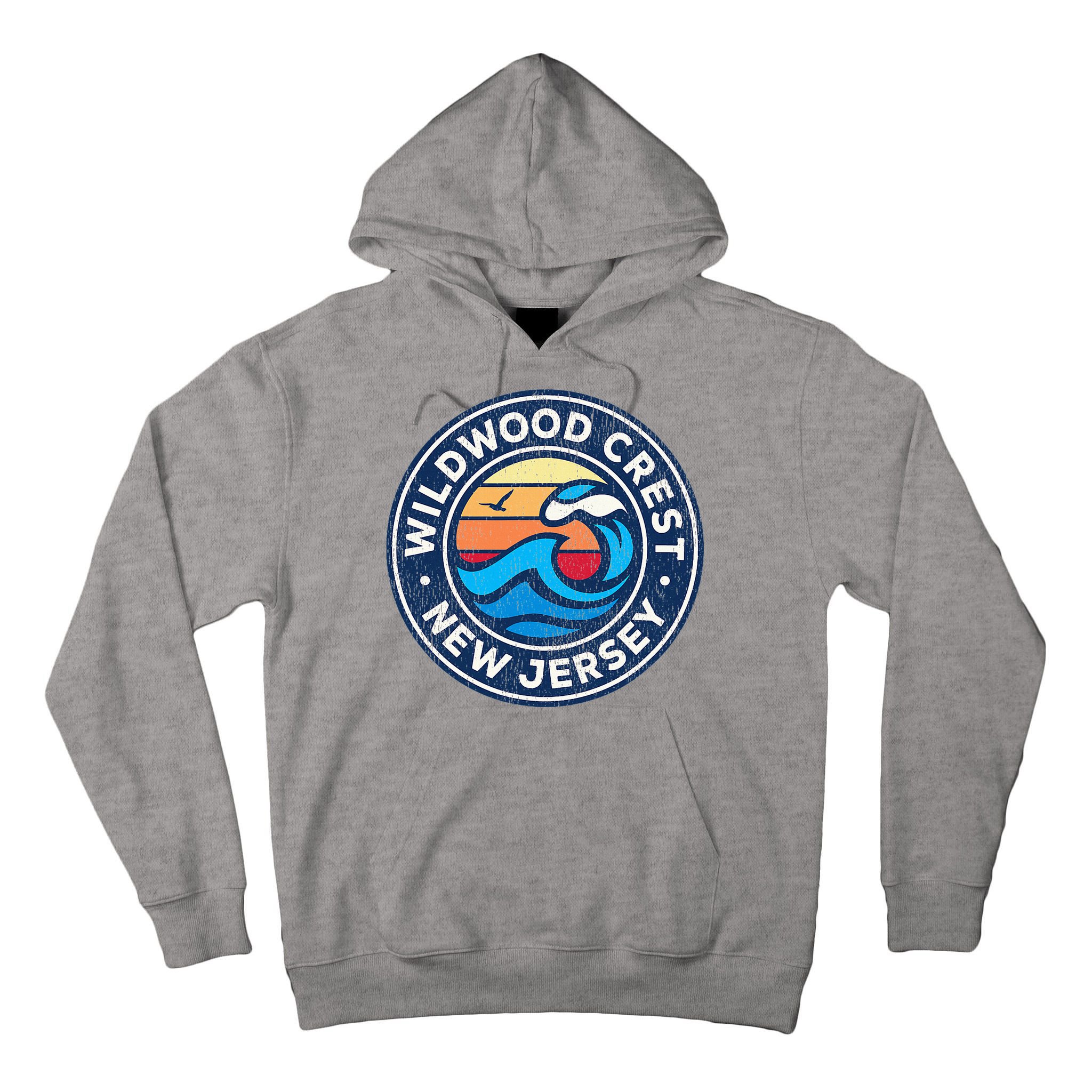 Wildwood Crest New Jersey Nj Vintage Nautical Waves Tall Hoodie