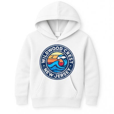 Wildwood Crest New Jersey Nj Vintage Nautical Waves Kids Hoodie