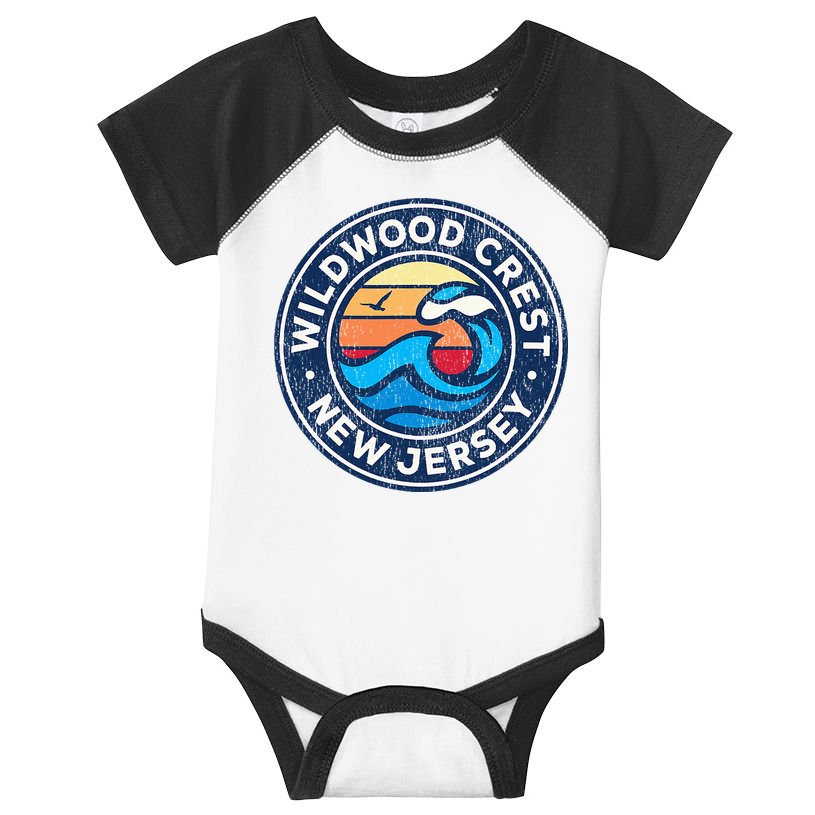 Wildwood Crest New Jersey Nj Vintage Nautical Waves Infant Baby Jersey Bodysuit