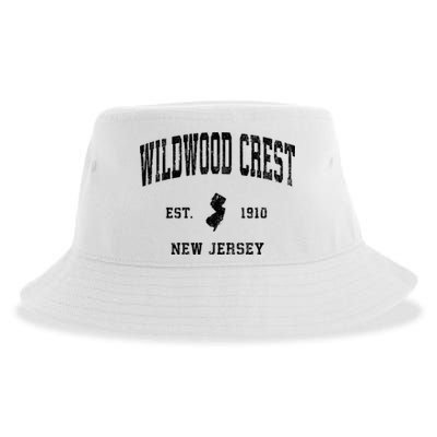 Wildwood Crest New Jersey Nj Vintage Athletic Sports Design Sweatshirt Sustainable Bucket Hat