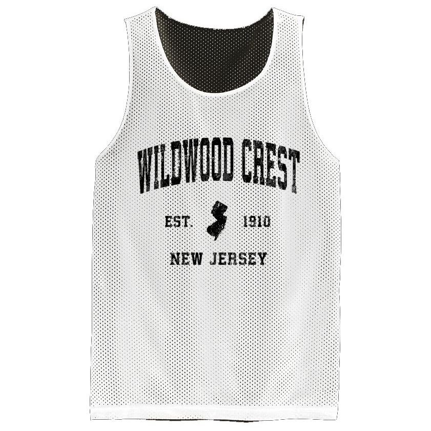 Wildwood Crest New Jersey Nj Vintage Athletic Sports Design Sweatshirt Mesh Reversible Basketball Jersey Tank