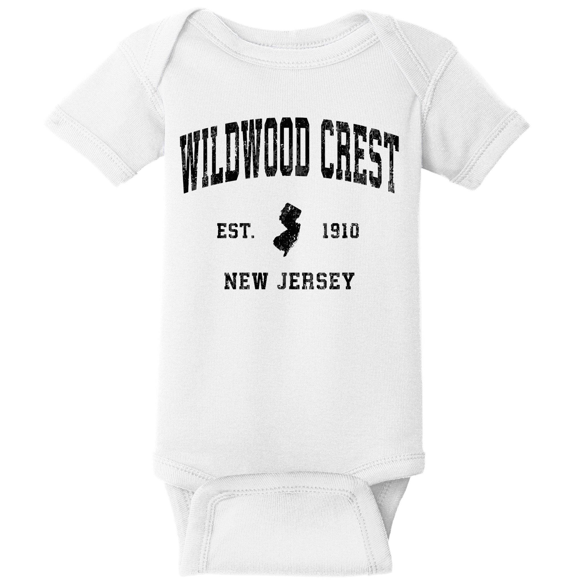 Wildwood Crest New Jersey Nj Vintage Athletic Sports Design Sweatshirt Baby Bodysuit
