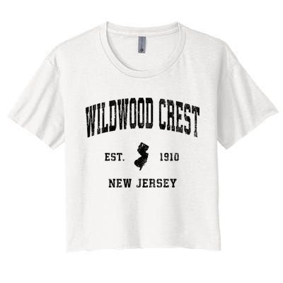 Wildwood Crest New Jersey Nj Vintage Athletic Sports Design Sweatshirt Women's Crop Top Tee