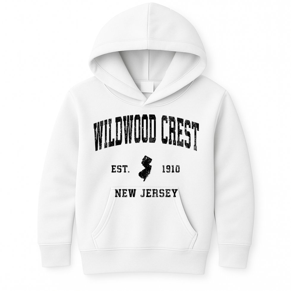 Wildwood Crest New Jersey Nj Vintage Athletic Sports Design Sweatshirt Kids Hoodie