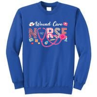 Wound Care Nurse Leopard Plaid Love Heart Stethoscope Nurse Gift Sweatshirt