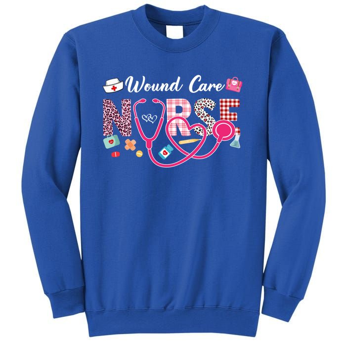 Wound Care Nurse Leopard Plaid Love Heart Stethoscope Nurse Gift Sweatshirt