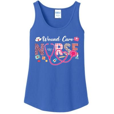 Wound Care Nurse Leopard Plaid Love Heart Stethoscope Nurse Gift Ladies Essential Tank