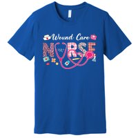 Wound Care Nurse Leopard Plaid Love Heart Stethoscope Nurse Gift Premium T-Shirt