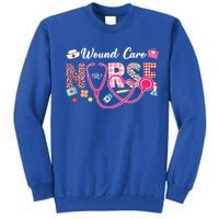 Wound Care Nurse Leopard Plaid Love Heart Stethoscope Nurse Gift Tall Sweatshirt