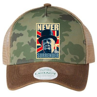 Winston Churchill Never Surrender British Flag Propaganda Legacy Tie Dye Trucker Hat