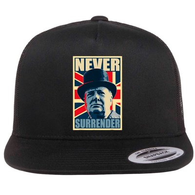 Winston Churchill Never Surrender British Flag Propaganda Flatbill Hat