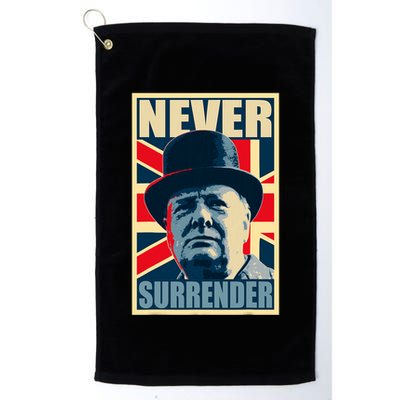 Winston Churchill Never Surrender British Flag Propaganda Golf Towel