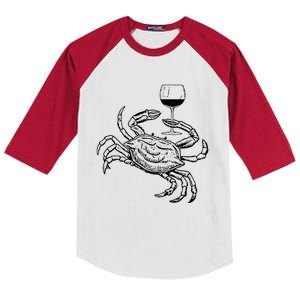 Wine Crab Ocean Lovers Shirts Funny Drinking Vacation Kids Colorblock Raglan Jersey