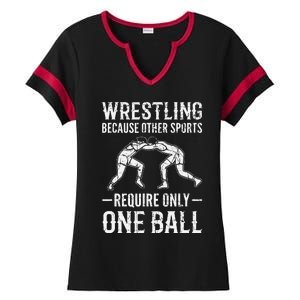 Wrestling Cause Other Sports Require Only One Ball. Wrestler  Ladies Halftime Notch Neck Tee