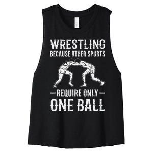 Wrestling Cause Other Sports Require Only One Ball. Wrestler  Women's Racerback Cropped Tank