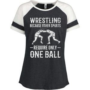 Wrestling Cause Other Sports Require Only One Ball. Wrestler  Enza Ladies Jersey Colorblock Tee